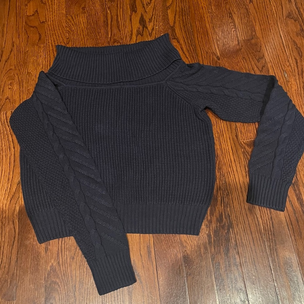 BCBGeneration Off-the-Shoulder Navy Sweater